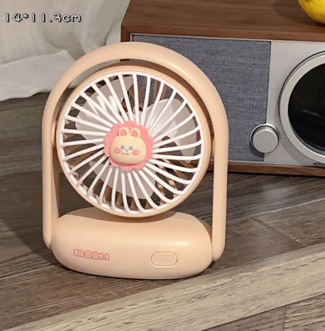큐티 탁상용 무선 미니선풍기 3엽 애니멀 2단 바람 저소음 각도조절 벽걸기 가능 노슬립 USB충전식 휴대용 다용도 사무실 독서실 책상용 캠핑 피크닉용 여름핫 최신상, 2번 선풍기 선택-큐티 래빗