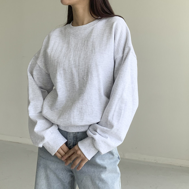 [행복여] 앤드 3단 쭈리면 탄탄 레귤러핏 기본 맨투맨 티셔츠