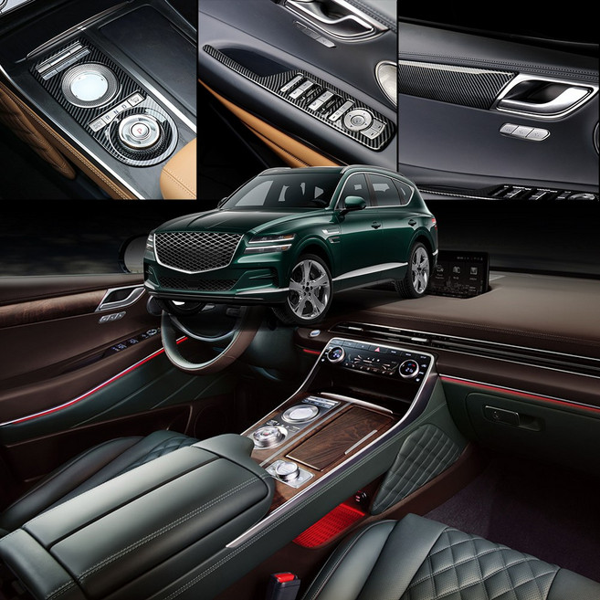 카스타 호환 GV80 우드 카본 몰딩 커버 차량 튜닝 용품 모음 인테리어 기스방지, 02.(카본) 윈도우스위치 4P