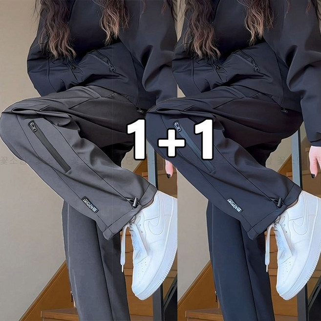 꽃소담 1+1 여자 봄가을 등산바지 방풍 방수 세미 와이드 밴딩 작업바지 MAL26A33