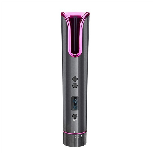 휴대용 자동 컬링 아이언 150-200℃ 컬링 아이언 조절 가능한 온도 USB 컬링 아이언 안티 스크류 컬링 아이언, 그레이 퍼플