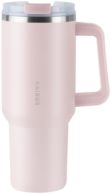 카이로스 무빙 어드벤처 대용량 손잡이 보온 보냉 밀폐 스텐 빨대 텀블러, 1개, 887ml, 로즈