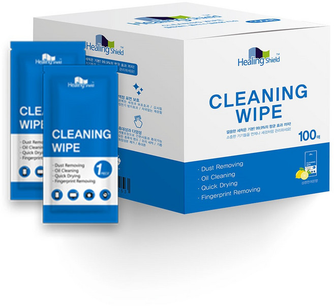힐링쉴드 스마트폰 렌즈클리너 안경닦이 항균티슈 일회용 액정 클리너 100매