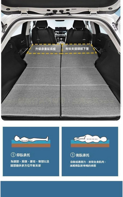工廠直供 摺疊式汽車床墊 雙人床墊 後備箱後車廂床墊 露營車床墊, 黑