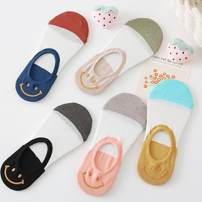 투니스 여성 스마일 페이스 스니커즈 양말 5개입