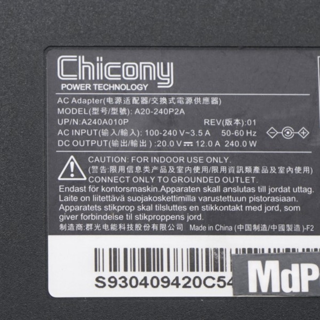 MSI Delta 15 A5EFK-033FR 게임용 노트북 전원 공급 장치 용 정품 Chicony 20V 12A 240W A20-240P2A 4.5mm, 03 영국, 1