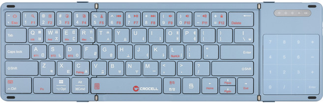 크로셀 C-Flip 하이브리드 터치 터치패드 접이식 블루투스 키보드 휴대용 태블릿, 스카이 블루, 제조사축