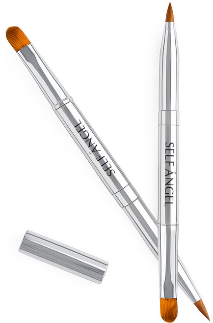 듀얼 립브러쉬 휴대용 립스틱솔 립붓 브러시, 1개, 실버