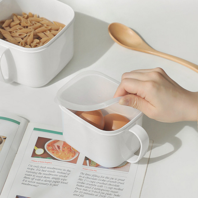 모던 화이트 손잡이 밀폐 용기 된장 고추장 고추가루 소금 설탕 소분 보관 캐니스터, 800ml, 1개