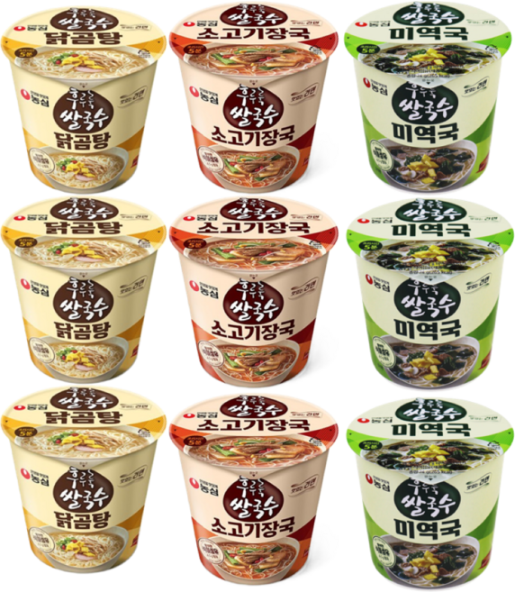 농심 후루룩 쌀국수 세트-[닭곰탕73g+소고기장국73g+미역국74g], 3세트, 220g