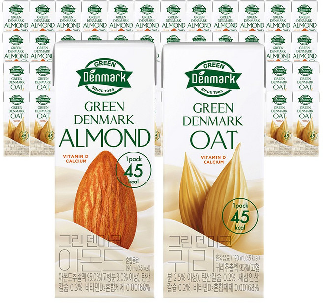 [동원] 그린덴마크 아몬드 + 그린덴마크 귀리, 190ml, 48개