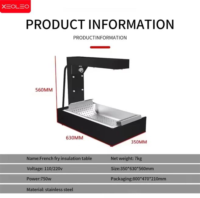 XEOLEO 프렌치 프라이 보온기 프렌치 프라이 덤프 스테이션 (히트 램프 포함) 프렌치 프라이 식용유 여과, 02 AU, 01 빠른, 01 HD-620A