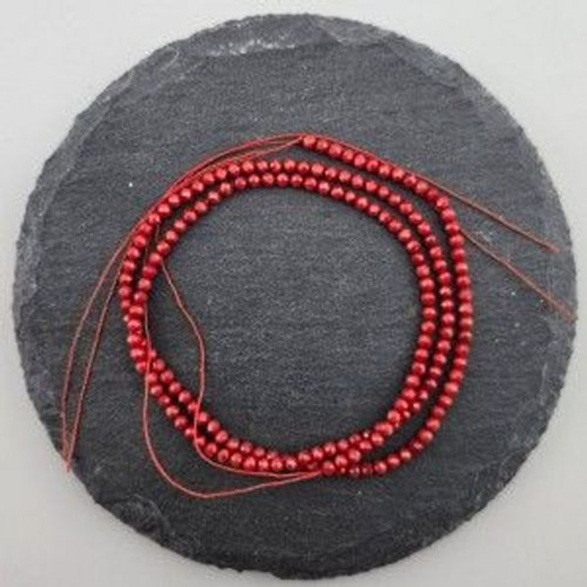 비즈톡 [J1-802-04]원석축구볼컷 2mm 천연산호착색 레드 반줄