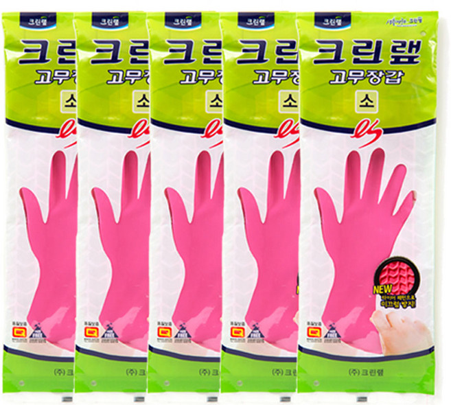 온마음샵 크린랩 ES 라텍스 고무장갑 (소) 5켤레 다용도 위생, 분홍, 5개