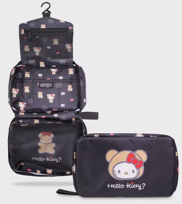 헬로키티 접이식 걸이형 휴대용 다기능 여행 파우치 화장품 방진 보관함