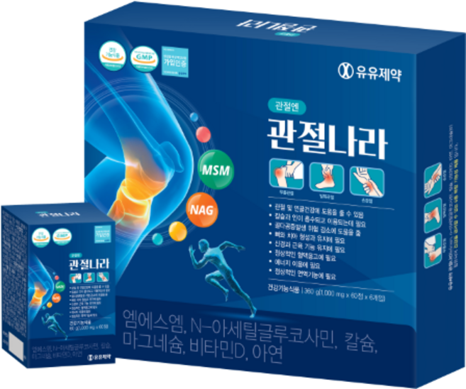 관절나라 360정 유유제약 MSM 무릎 손목 통증 관절영양제 무릎통증보호, 1개