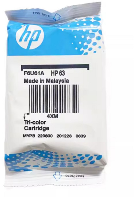 HP 63 墨水匣 適用於 HP 4520 1112 2130 3630 3830 5220 系列印表機, HP63 彩色原廠（165頁）, 1個