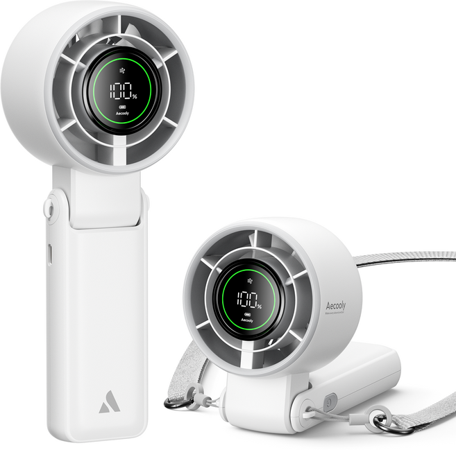 애쿨리 휴대용 선풍기 각도조절 미니 무선 접이식 핸디형 저소음 손선풍기, PB02, 화이트