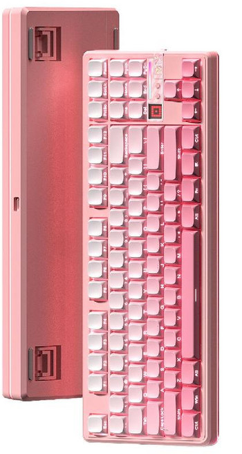 AULA 독거미 F87 Pro V2 2세대 커스텀 기계식 키보드, 카라멜 라떼 (중옵), 핑크 그라데이션