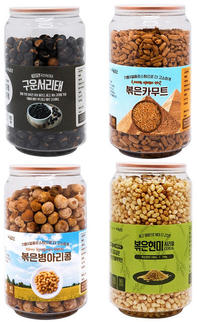 3+1 볶은 병아리콩 서리태 카무트 볶은현미 사무실간식 곡물 다이어트, 3+1건강_볶은/카무트,서리태,병아리콩+현미, 1개, 535g