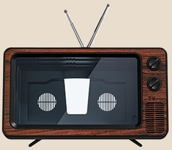 티비모양 스마트폰 화면 확대경 확대 우드 레트로 거치대 12인치 핸드폰 스크린, I. 업그레이드 버전 1 빈티지 브라운 나무