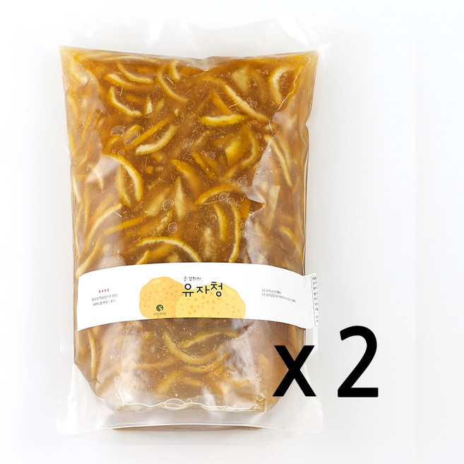 향긋한 유자청 유기농원당 수제청 고흥유자 전통차 대용량 카페납품, 2개, 1개입, 2kg