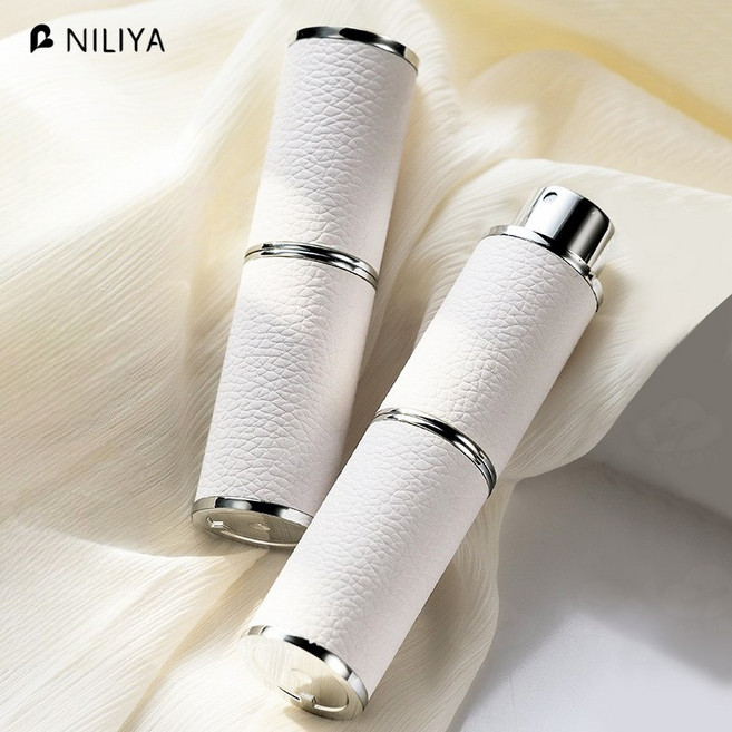 NILIYA 旋轉香水瓶 皮紋質感 8ml便攜分裝瓶, 1件, 白