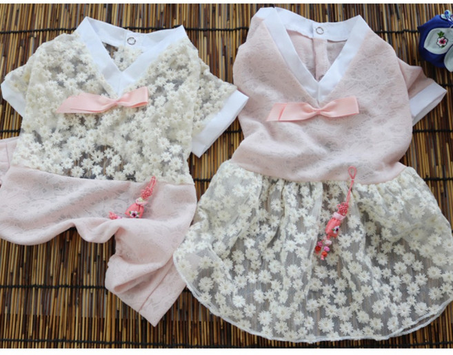 고양이 강아지 시스루 꽃 한복 개량한복 강아지추석 설빔, 남아, 민트, 1개