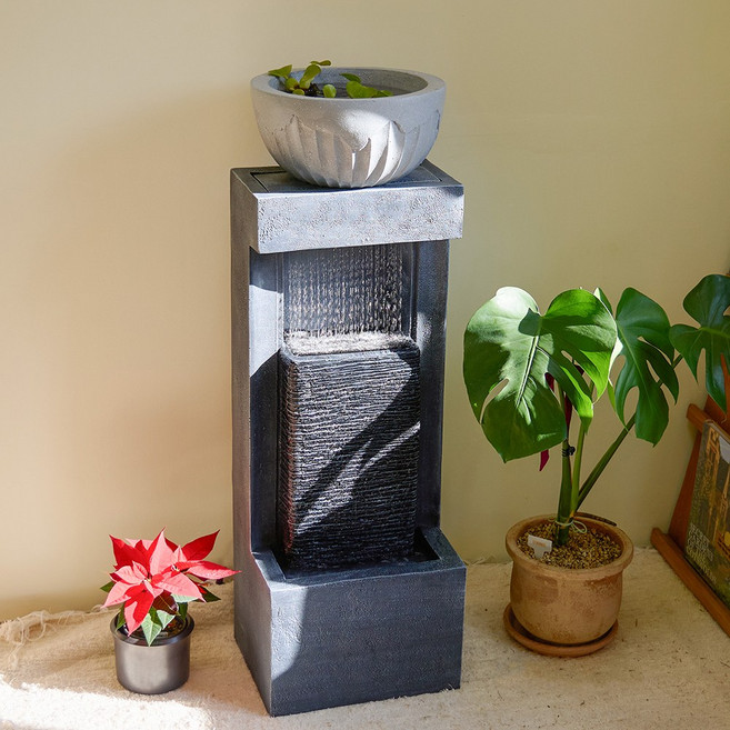 VITALO 암류헌 워터폴 오브제 분수대 수경 홈가든 매장 인테리어 소품 플랜테리어 행사장 실내분수대 가습 빈티지 감성 정원 타워형 기둥형, 분수대_PGC1302