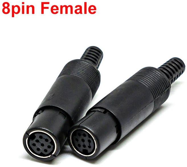 2PCS 미니 DIN 플러그 3/4/5/6/7/8 핀 섀시 케이블 마운트 남성 여성 소켓 3 8Pin 용접 와이어 S 터미널 미니 PS2 남성 커넥터, 8Pin Female