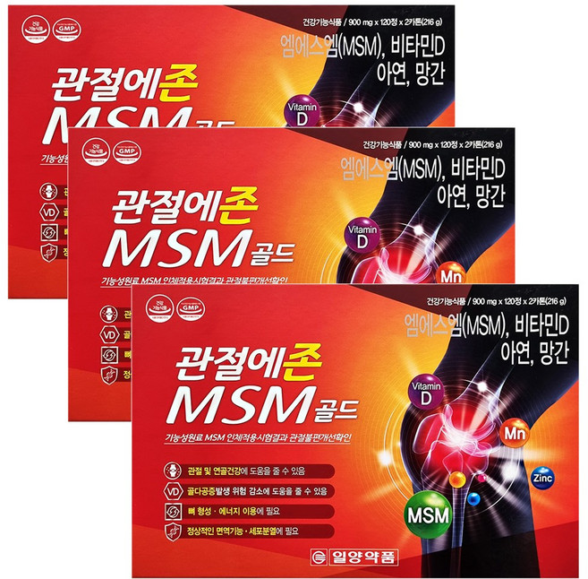 일양약품 관절 연골 건강 관절에존 MSM 골드 720정 12개월분, 240정, 3개
