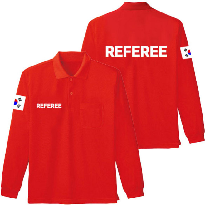REFEREE 레프리(심판) 레터링 긴팔 카라 티셔츠, 3.카라넥 긴팔 블랙, M
