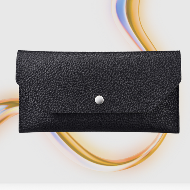 잇쓰로우 엠보 가죽용돈봉투 골프 라운딩 상품권 케이스 장지갑, 1개, 블랙