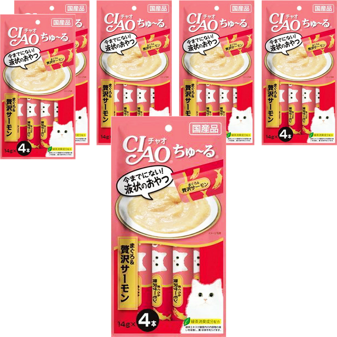 INABA CIAO 啾嚕 肉泥, 鮪魚 + 鮭魚, 56g, 6袋