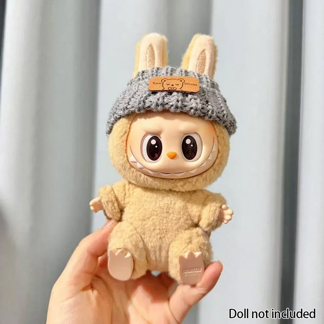 라부부 의류 의상 앉아있는 파티 곰 라벨 스카프 모자 가방 인형 액세서리 귀여운 장식 15 17 cm v1v2