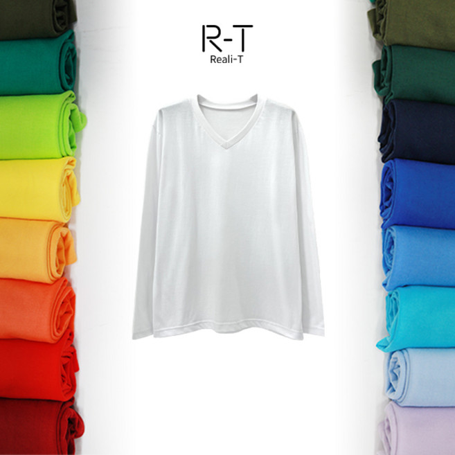 리얼리T 남녀공용 30수 브이넥 긴팔 쭉티 티셔츠