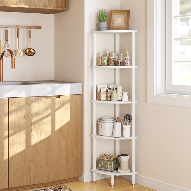 에코소라노 다용도 코너 선반 인테리어 수납 다용도 틈새 선반장, 5단, 화이트