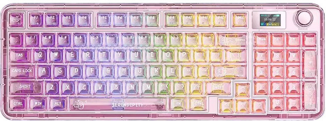 [CTK] 독거미 AULA NB98 기계식 키보드 무선 블루투스 8000mAh Gasket구조 노브포함 투명키캡, 핑크, F-NB98