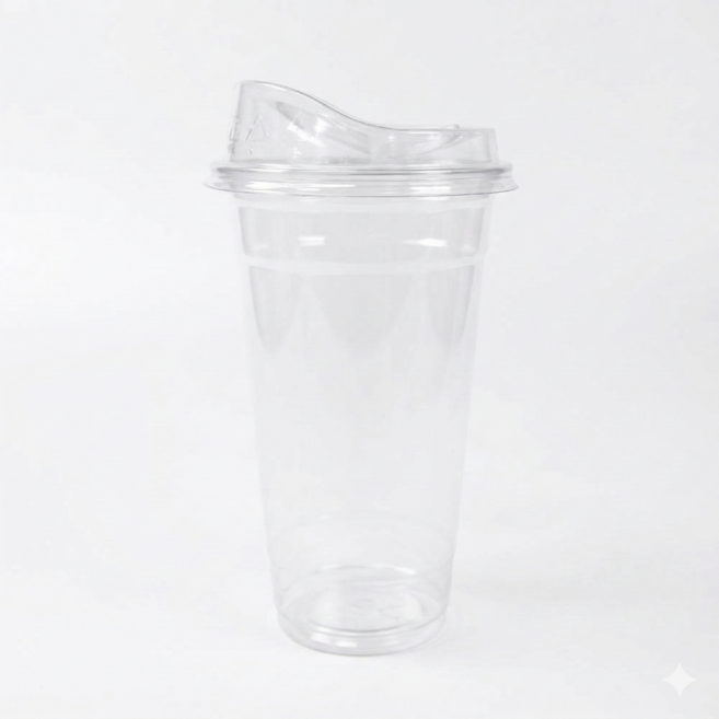 [롱개폐리드+투명컵100P] 92파이 일회용 테이크아웃 플라스틱PET컵 뚜껑세트, 1세트, 100개입, 600ml