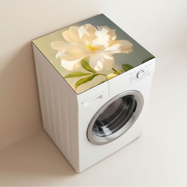 피앤도제 논슬립 세탁기 건조기 방수 커버, 그린 플라워