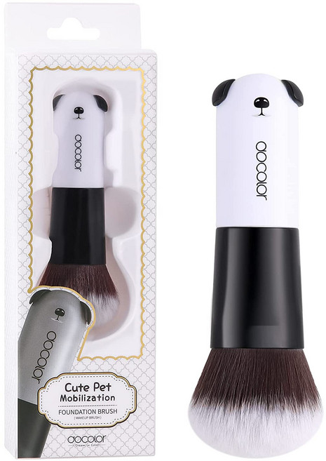 Docolor 블러셔 브러시 파운데이션 브러시 윤곽 브러시 대형 브러시 부채꼴 브러시 고급 합성 헤어 브러시 얼굴 가부키 커버 미네랄 광택 테이퍼 브러시, 1개, DO-C05