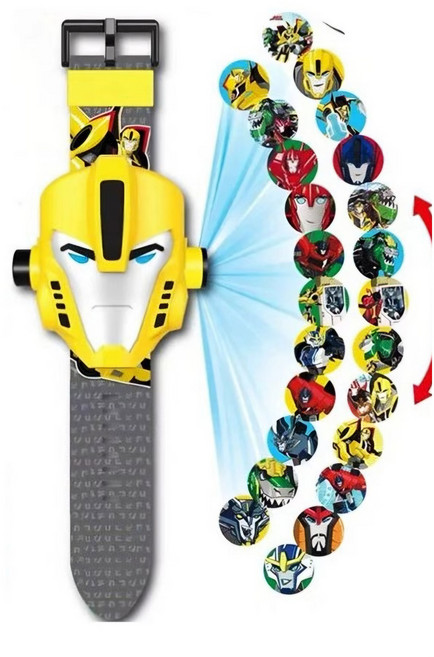 [현투몰] 로봇캐릭터 손목 빔 프로젝터 시계 장난감, 1개, 옐로우