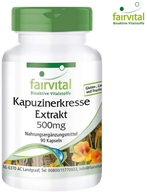 Fairvital 페어바이탈 독일 한련 추출물 한련화 500mg 90정, 1개