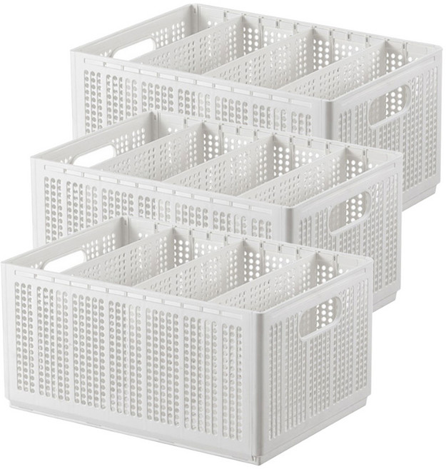 엔씨씨 단단한 접이식 칸칸이 옷정리 트레이 3p, L-5칸, 3개