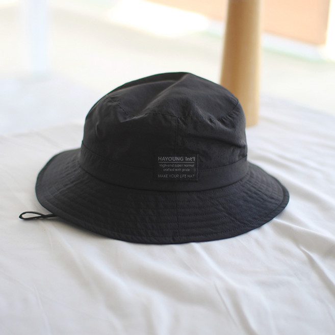 가벼운착용감 챙끝와이어 중년남자 할아버지 등산산책나들이 봄여름 벙거지모자, 블랙