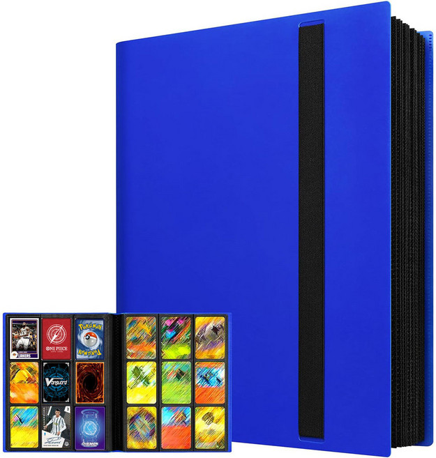 인카드 고급 9포켓 카드앨범 바인더 스포츠 유희왕 포켓몬 카드 360장 양면수납 보관함 케이스, 블루