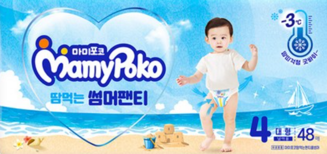 마미포코 땀먹는 썸머팬티 기저귀 남아용, 4단계, 96매