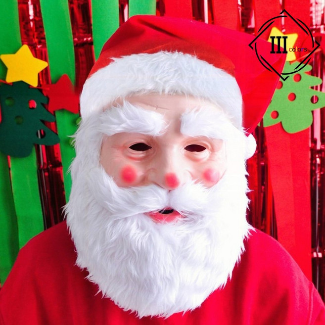 크리스마스 산타 할아버지 가면 수염 모자 분장 파티 행사, 1개, 상세페이지 참조