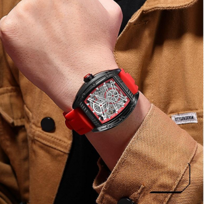 따블루엠 패션 실리콘 오토매틱 남자손목시계