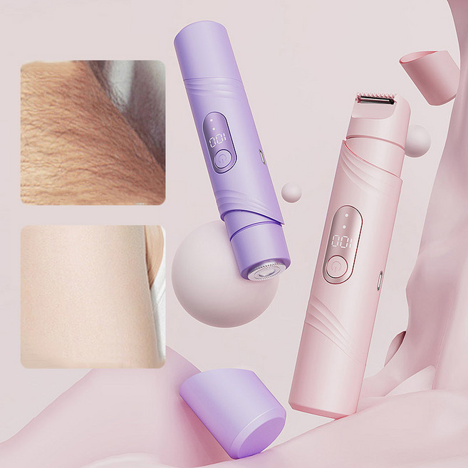 DS 더블 헤드 전동 제모기 스크래치 방지 나녀 통용 IPX방수 모근제거기, 퍼플